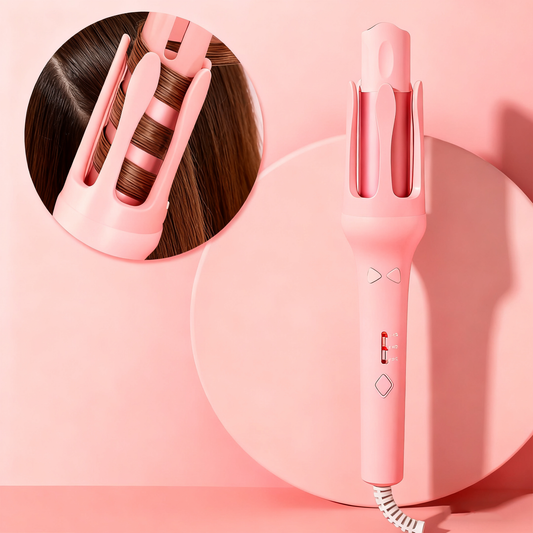 Fer à Boucler Automatique Rose avec Bouton Nœud Papillon