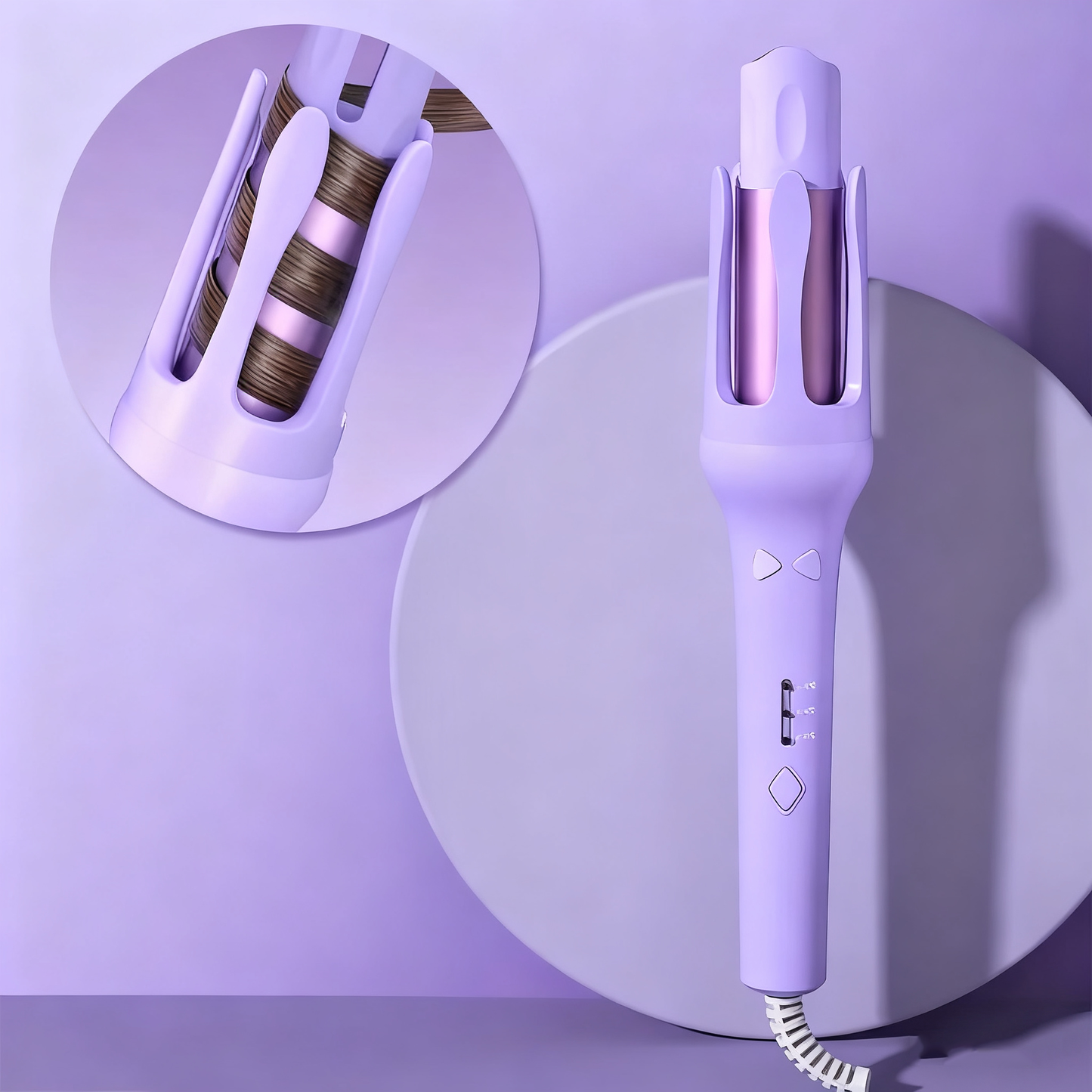 Fer à Boucler Automatique Violet avec Bouton Nœud Papillon