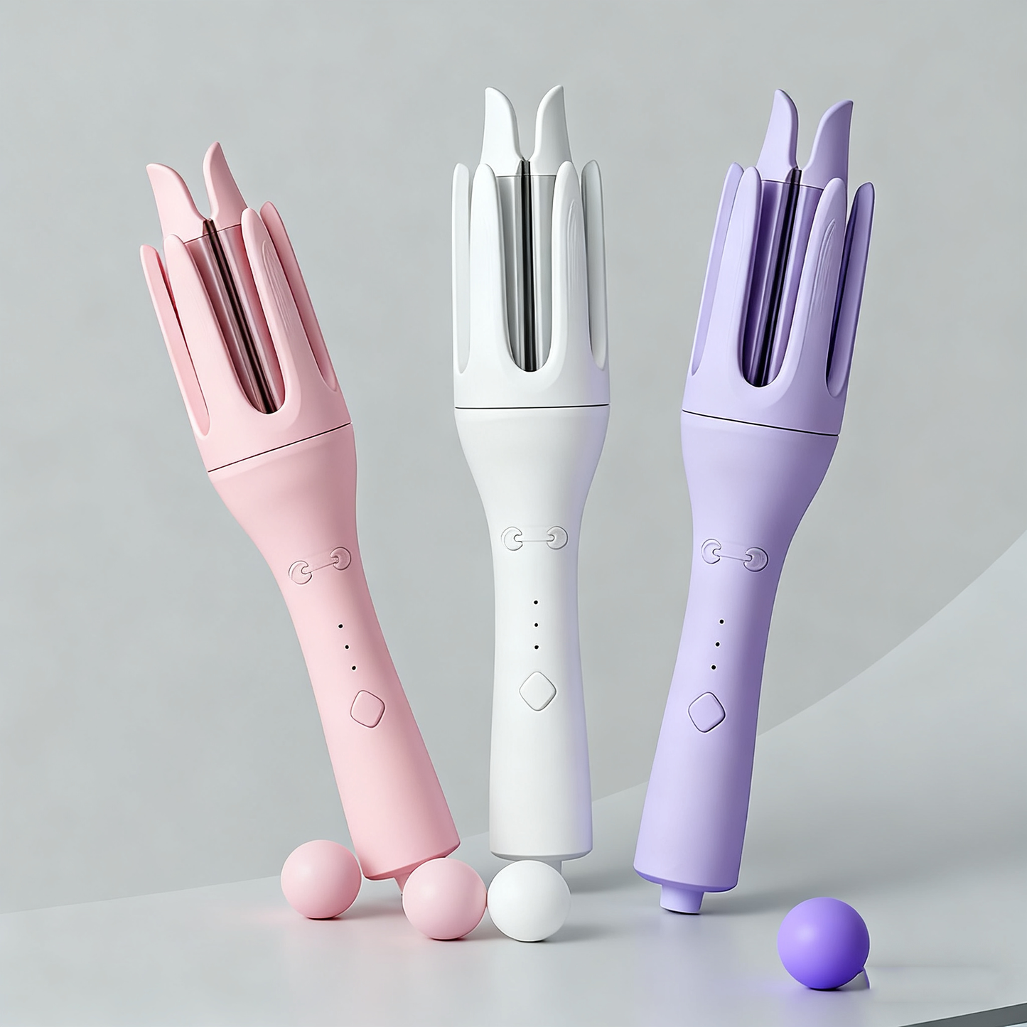 Fer à boucler automatique à gros volume, bouton lune, violet