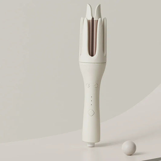 Fer à boucler automatique à gros volume, bouton lune, beige ivoire